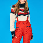 JUMPER 1234 Nordic Yoke Roll Collar Jumper in Midnight Navy/Jasmine/Akane