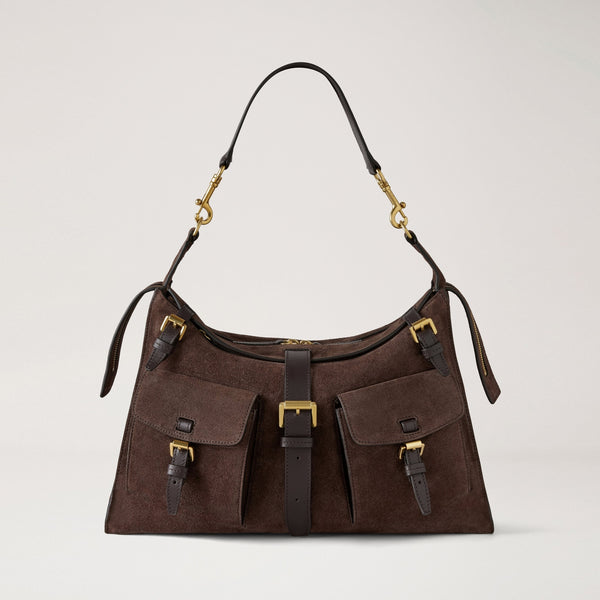 MULBERRY Roxanne Shoulder Suede Handbag in Chocolate