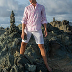 PINK HOUSE MUSTIQUE Mens Agave Linen Shirt  in Pink