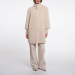 RINO & PELLE Pilar Faux Fur Medium Length Jacket with Rib Cuffs in Birch