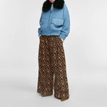 ESSENTIEL ANTWERP Kanada Knitted Jacket with Fur in Blue/Green