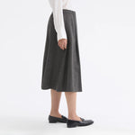 ROSSO35 Tweed Pleated Wool Midi Skirt in Dark Grey