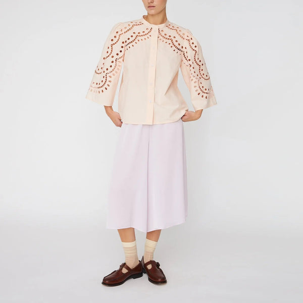 STELLA NOVA Embroidery Anglaise Shirt in Soft Powder