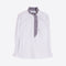 VILAGALLO Small Check Frill Shirt in White/Navy