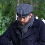 DENTS Fonthill Abraham Moon Tweed Flat Cap in Charcoal