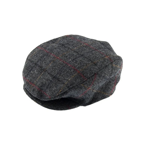 DENTS Fonthill Abraham Moon Tweed Flat Cap in Charcoal