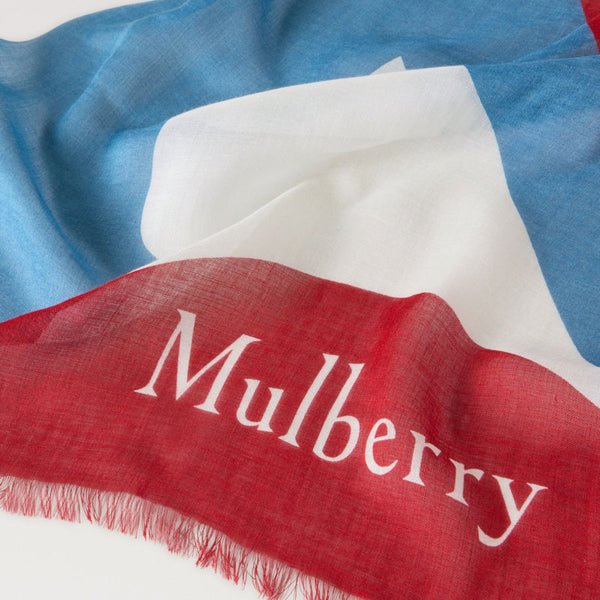 MULBERRY Colour Block Branded Lightweight Scarf in Brighton-Night Sky