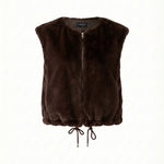 OUI Faux Fur Zip Up Gilet in Chocolate Torte