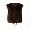 OUI Faux Fur Zip Up Gilet in Chocolate Torte