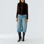OUI Faux Fur Zip Up Gilet in Chocolate Torte