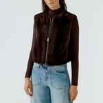 OUI Faux Fur Zip Up Gilet in Chocolate Torte