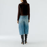 OUI Faux Fur Zip Up Gilet in Chocolate Torte