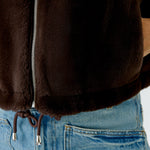OUI Faux Fur Zip Up Gilet in Chocolate Torte
