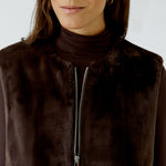 OUI Faux Fur Zip Up Gilet in Chocolate Torte