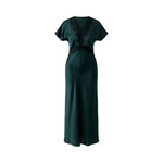 OUI V Neck Satin Maxi Dress in Scarab