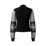 OUI Sheer Lace Long Sleeve Jumper in Black