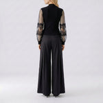OUI Sheer Lace Long Sleeve Jumper in Black