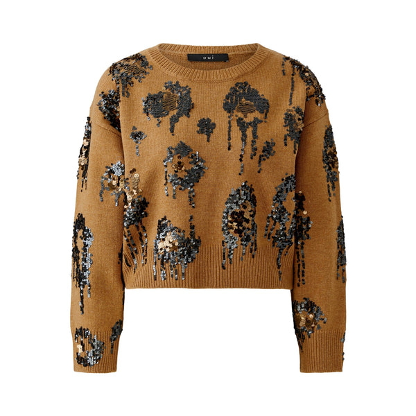 OUI Sequin Embellished Jumper in Camel