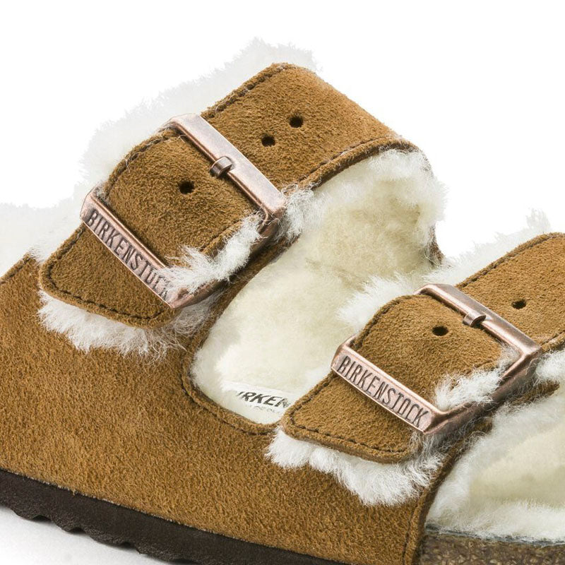 BIRKENSTOCK Arizona Shearling Suede Leather Sandals Mink