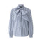 OUI Stripe Pussy Bow Shirt in White/Blue
