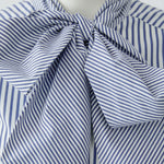 OUI Stripe Pussy Bow Shirt in White/Blue