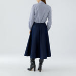 OUI Stripe Pussy Bow Shirt in White/Blue