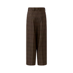 OUI Tweed Pleat Front Crop Trousers in Brown/Dark Brown