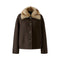 OUI Wool Jacket with Faux Fur Collar in Chocolate Torte