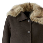 OUI Wool Jacket with Faux Fur Collar in Chocolate Torte