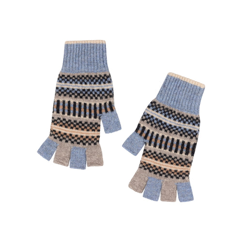 QUINTON & CHADWICK Patterned Fingerless Gloves  in Fossil