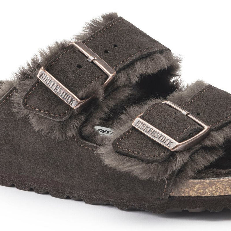 BIRKENSTOCK Arizona Shearling Suede Leather Sandals in Mocha