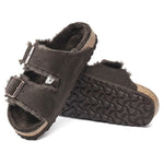 BIRKENSTOCK Arizona Shearling Suede Leather Sandals in Mocha