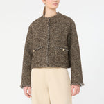 WEEKEND MAX MARA WKDVento Single-Breasted Cropped Jacket in Brown Tweed