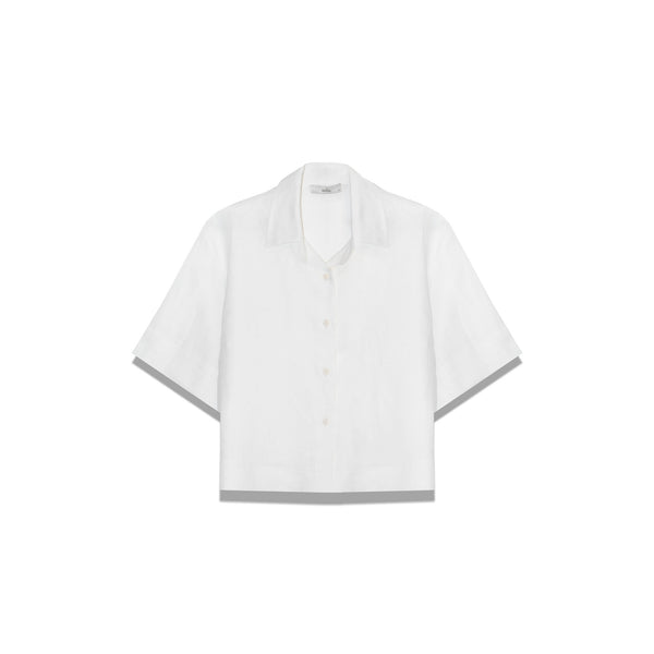 MILLA Short Sleeve Linen Shirt in White