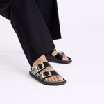 BIRKENSTOCK Arizona Droplet Buckle Sandals in High Shine Black