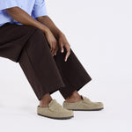BIRKENSTOCK Naples Wrapped Suede Leather Shoes in Taupe