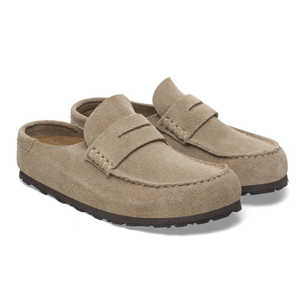 BIRKENSTOCK Naples Wrapped Suede Leather Shoes in Taupe