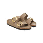 BIRKENSTOCK Arizona Big Buckle Oiled Leather Sandals in Tobacco Brown