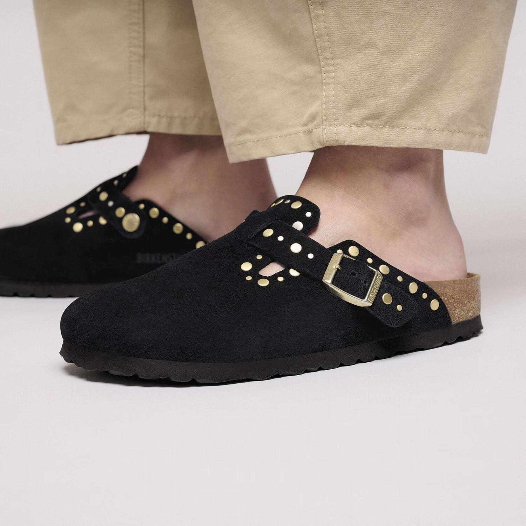BIRKENSTOCK Boston Suede Rivet in Black | Collen & Clare