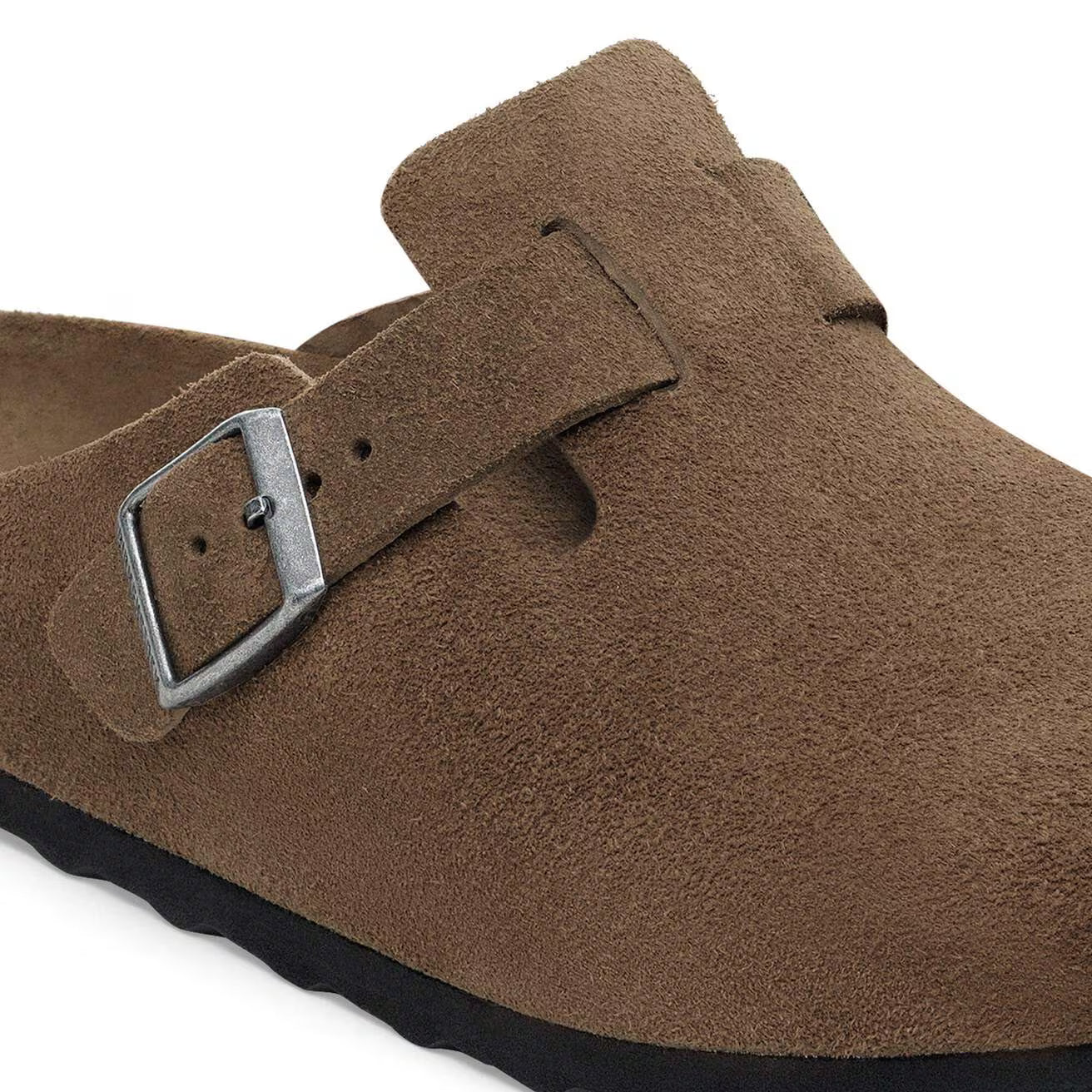 BIRKENSTOCK Boston Soft Footbed Suede Leather Clogs in Dark Tea Tonal