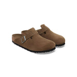 BIRKENSTOCK Boston Soft Footbed Suede Leather Clogs in Dark Tea Tonal