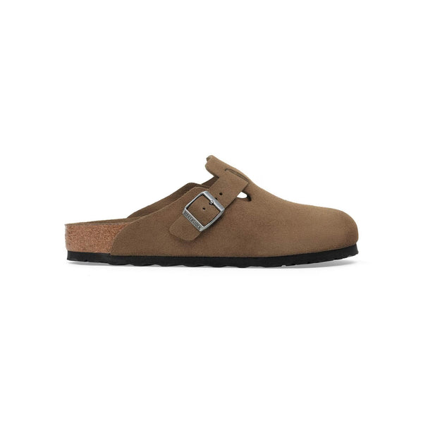 BIRKENSTOCK Boston Soft Footbed Suede Leather Clogs in Dark Tea Tonal