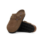 BIRKENSTOCK Boston Soft Footbed Suede Leather Clogs in Dark Tea Tonal