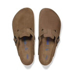 BIRKENSTOCK Boston Soft Footbed Suede Leather Clogs in Dark Tea Tonal