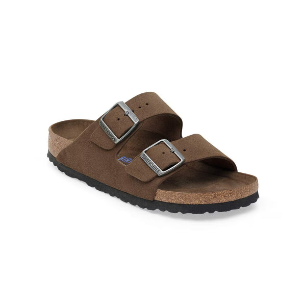 BIRKENSTOCK Arizona Soft Footbed Suede Leather Sandals in Dark Tea Tonal