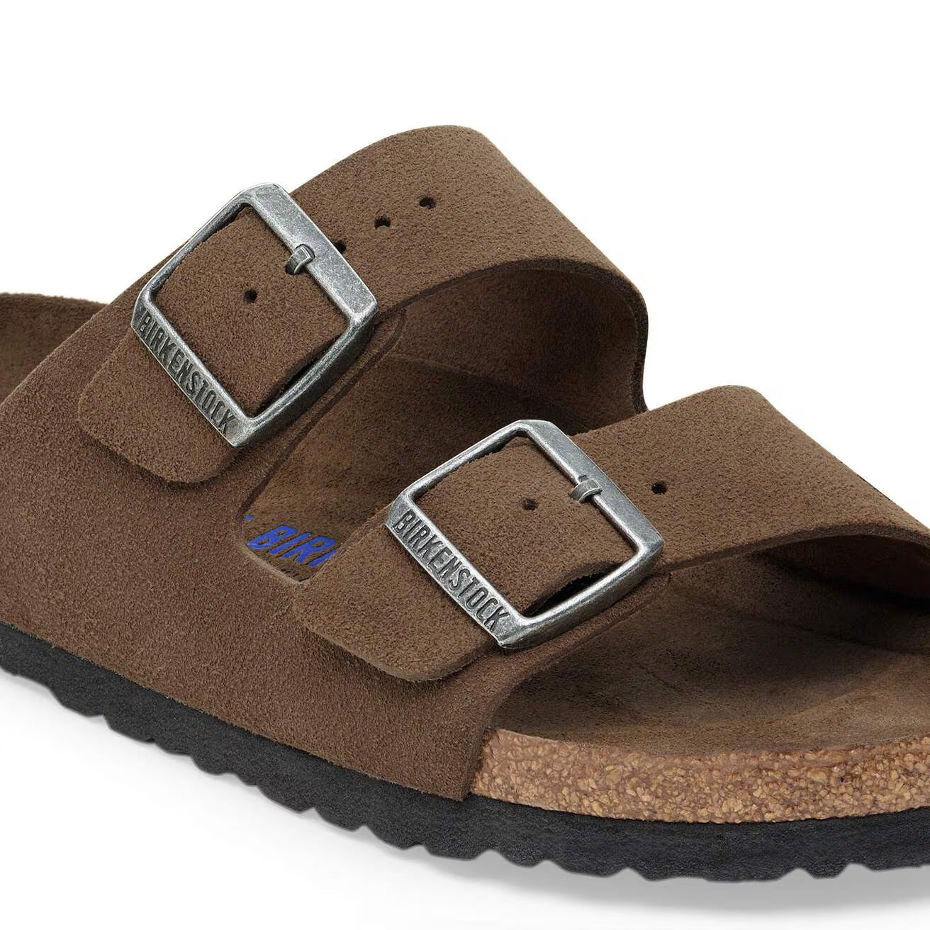BIRKENSTOCK Arizona Soft Footbed Suede Leather Sandals in Dark Tea Tonal