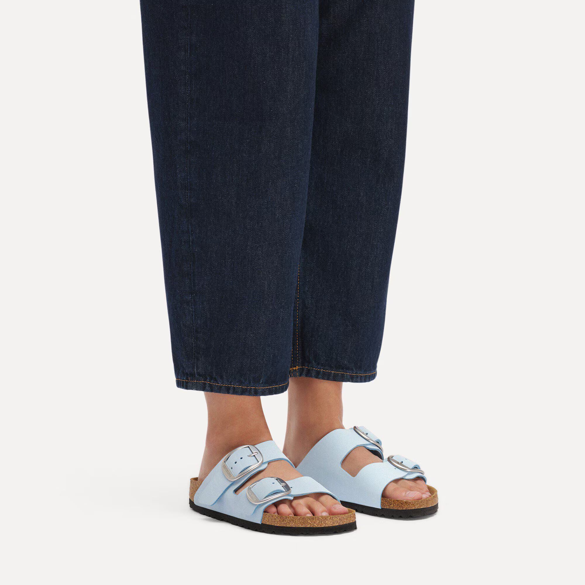 BIRKENSTOCK Arizona Big Buckle Nubuck Leather Sandals in Baby Blue