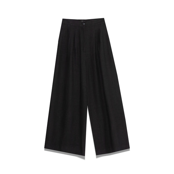 MILLA Pleated Wide Leg Trousers in Black