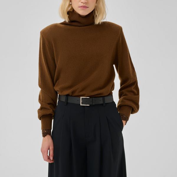 MY ESSENTIAL WARDROBE MWJola Rollneck Wool Jumper in Bison