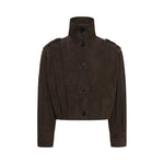 MY ESSENTIAL WARDROBE MWPetra Suede Pleat Jacket in Dark Brown